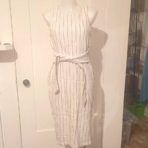LOFT White and Gray Sheath  Midi Dress